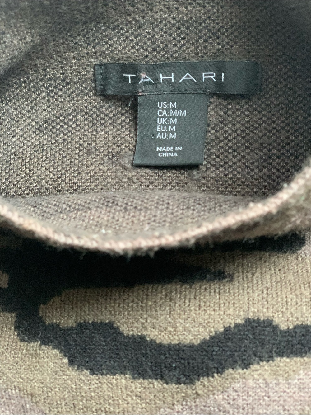 Tahari Black & Taupe Camouflage Turtleneck Sweater - Picture 2 of 8
